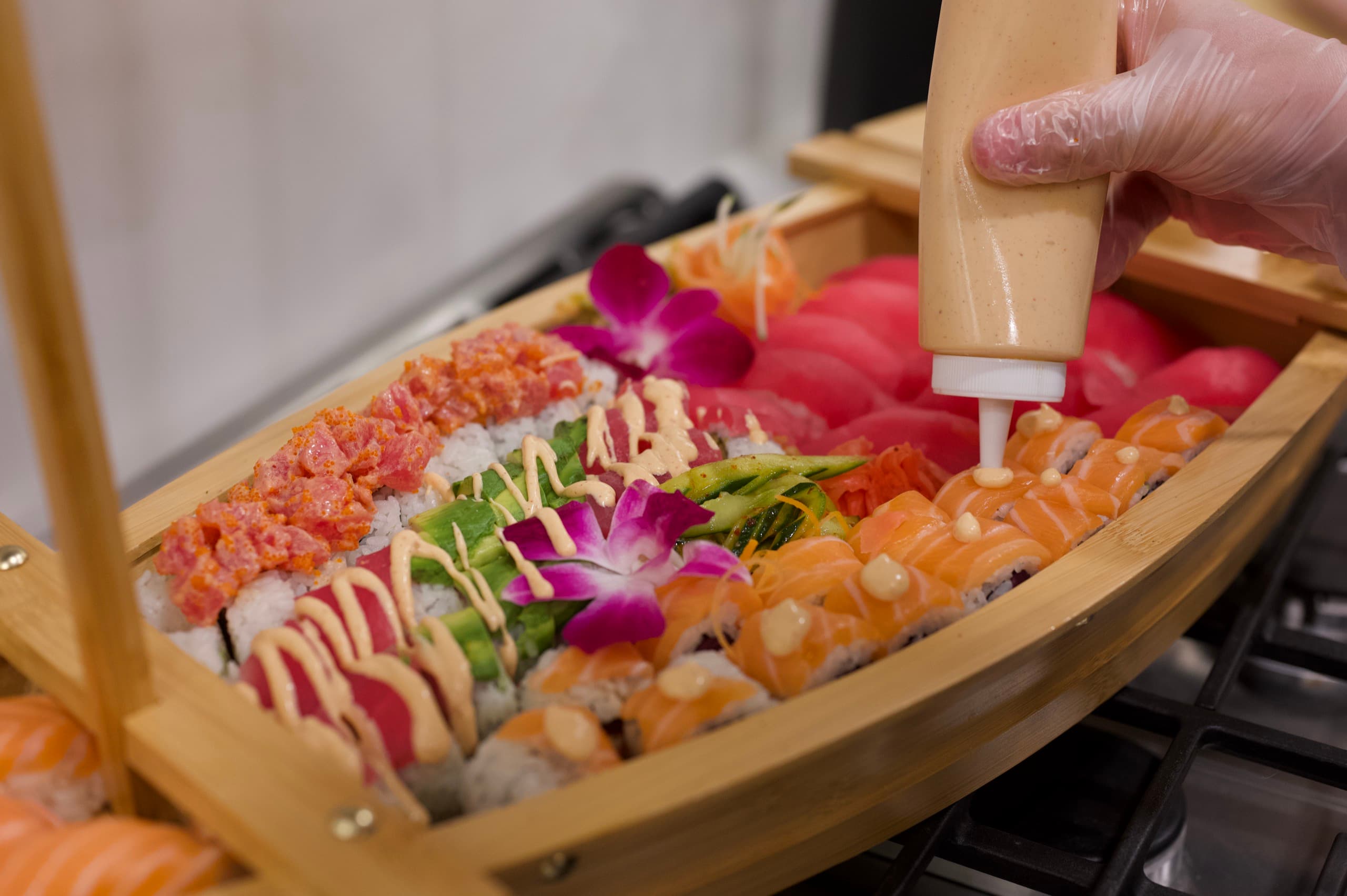 Specialty sushi from a private Sonakase event in Gainesville.