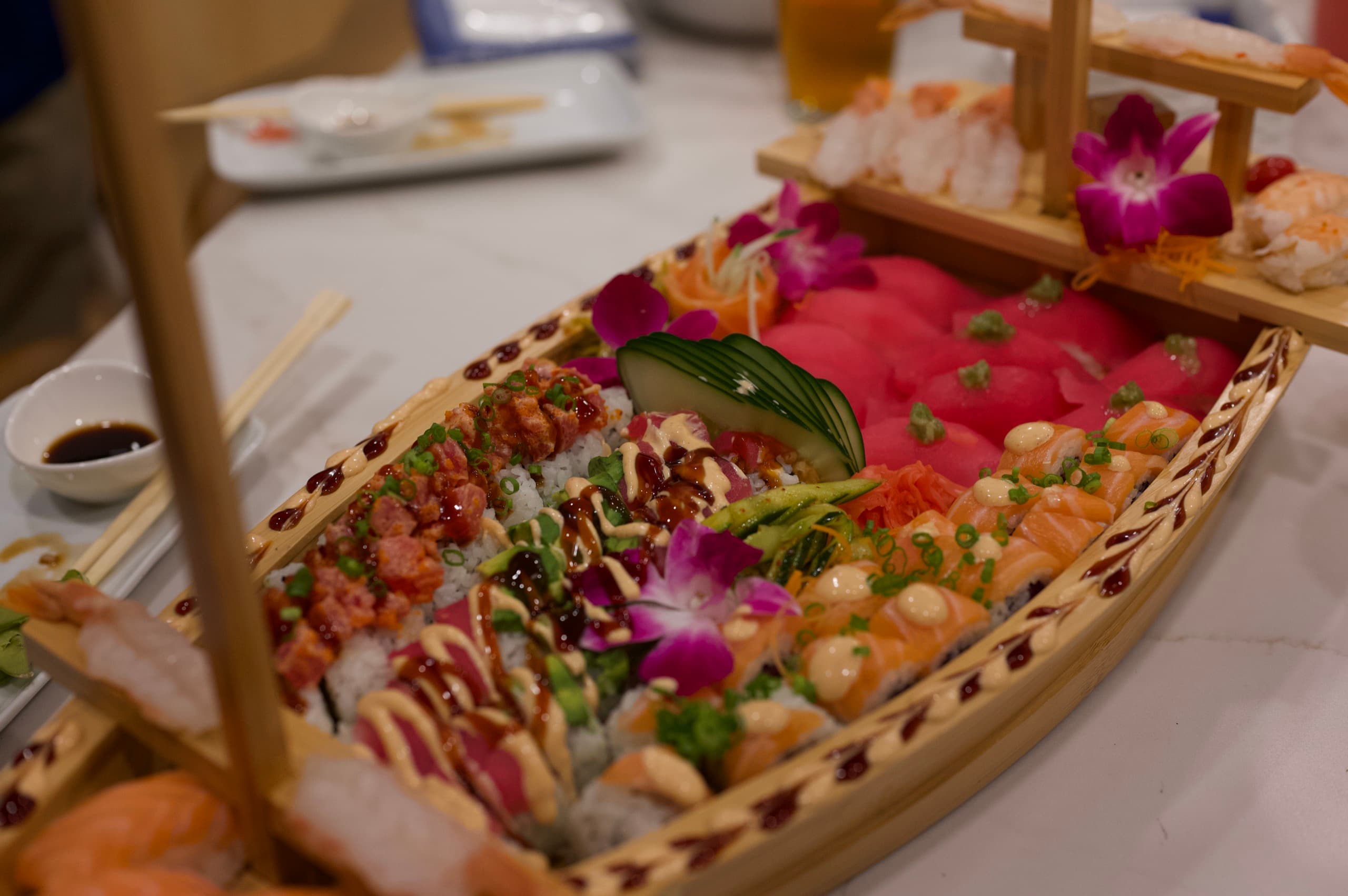 Specialty sushi from a private Sonakase event in Gainesville.