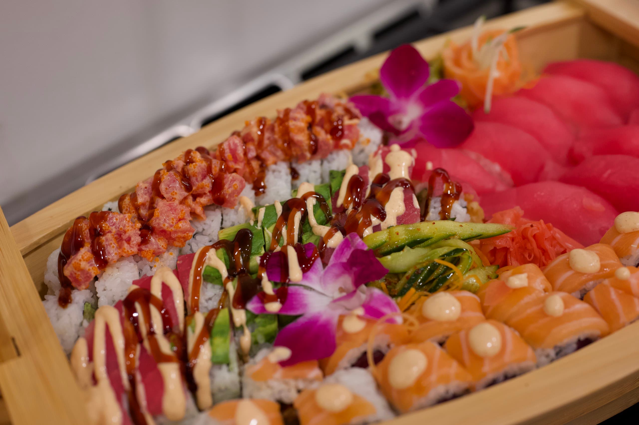 Specialty sushi from a private Sonakase event in Gainesville.